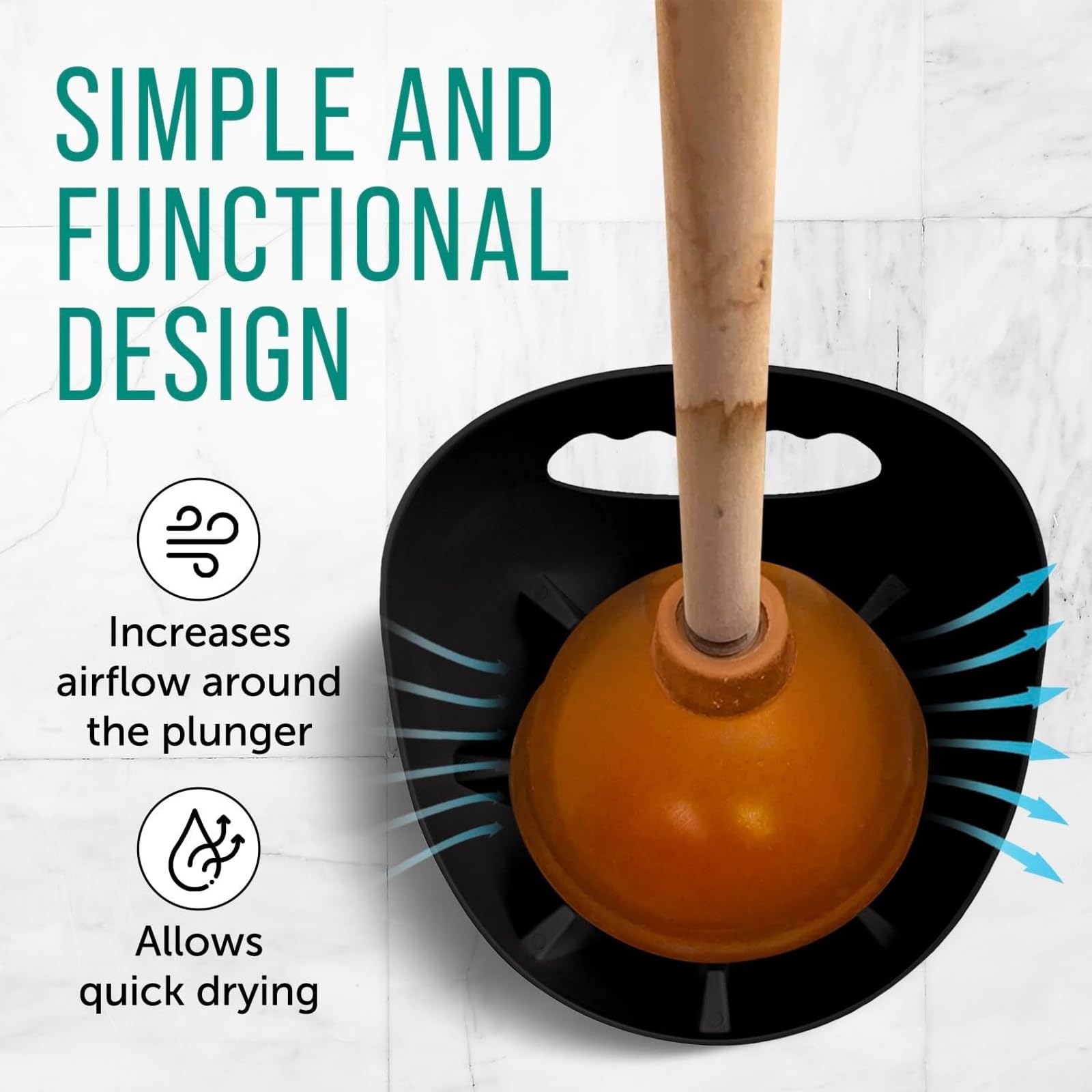 Universal Plunger Tray for Toilet & Sink - Drip Catcher with Germ Protection - Easy Clean Black Plastic - 2 Pack - Ideal for Bathroom Hygiene & Floor Protection
