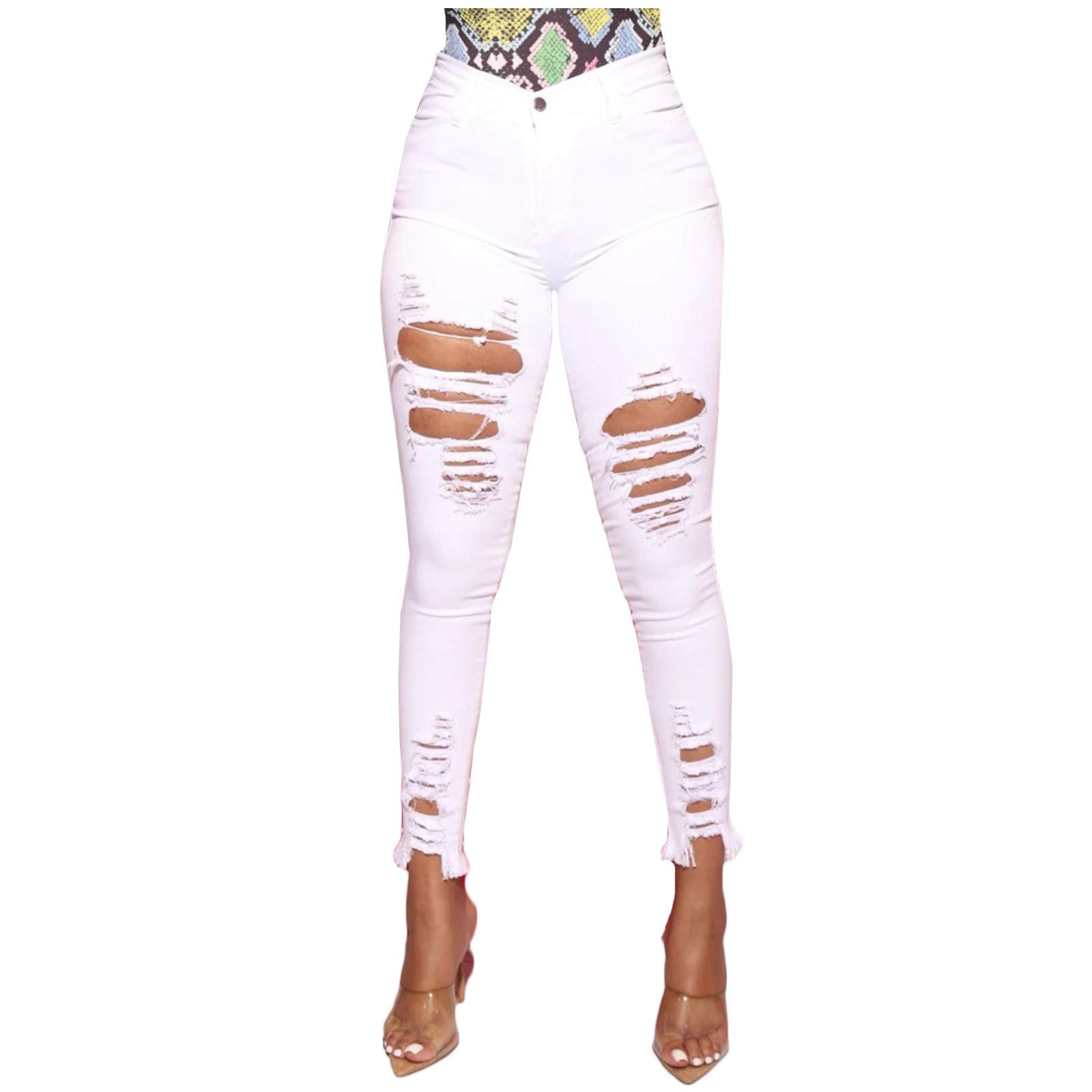 Women's Stretch Skinny Jeans - Distressed Ripped Denim Pants with Slim Fit & Comfortable Stretch | Perfect for Casual Wear, Night Out, and Everyday Fashion