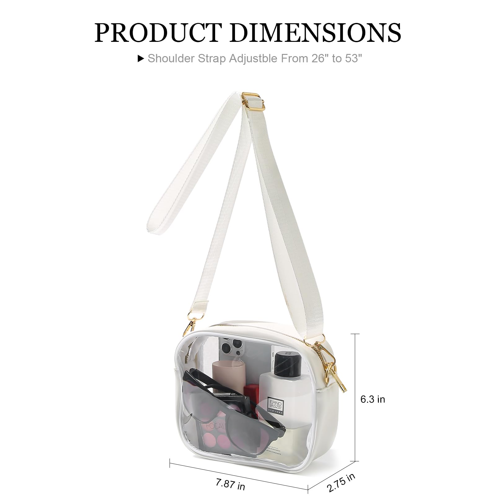 TOBVZOO Clear Stadium Bag Approved for Concerts & Sports Events - Crossbody Transparent Purse for Men & Women - Perfect for NFL Games, Music Festivals & Theme Parks