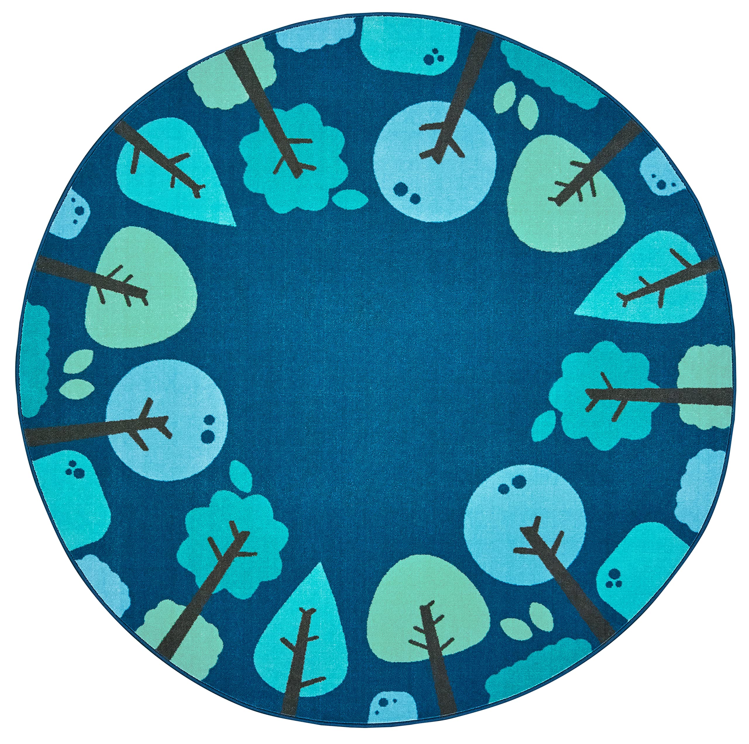 Soft Tranquil Trees Nursery Rug for Kids - 6ft Round Blue Carpet | Non-Slip Playroom Floor Mat for Baby Room & Daycare Decor
