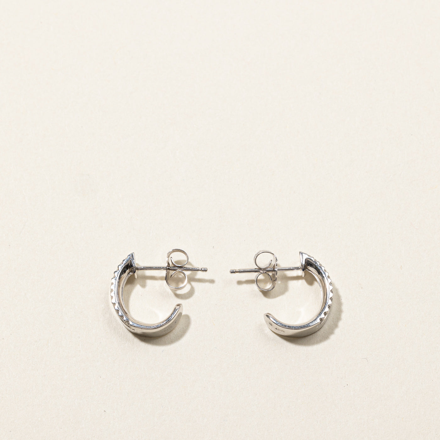 0.12ctw Diamond Semi Huggie Earrings for Women - 14K Gold Hoop Earrings for Everyday Wear & Special Occasions