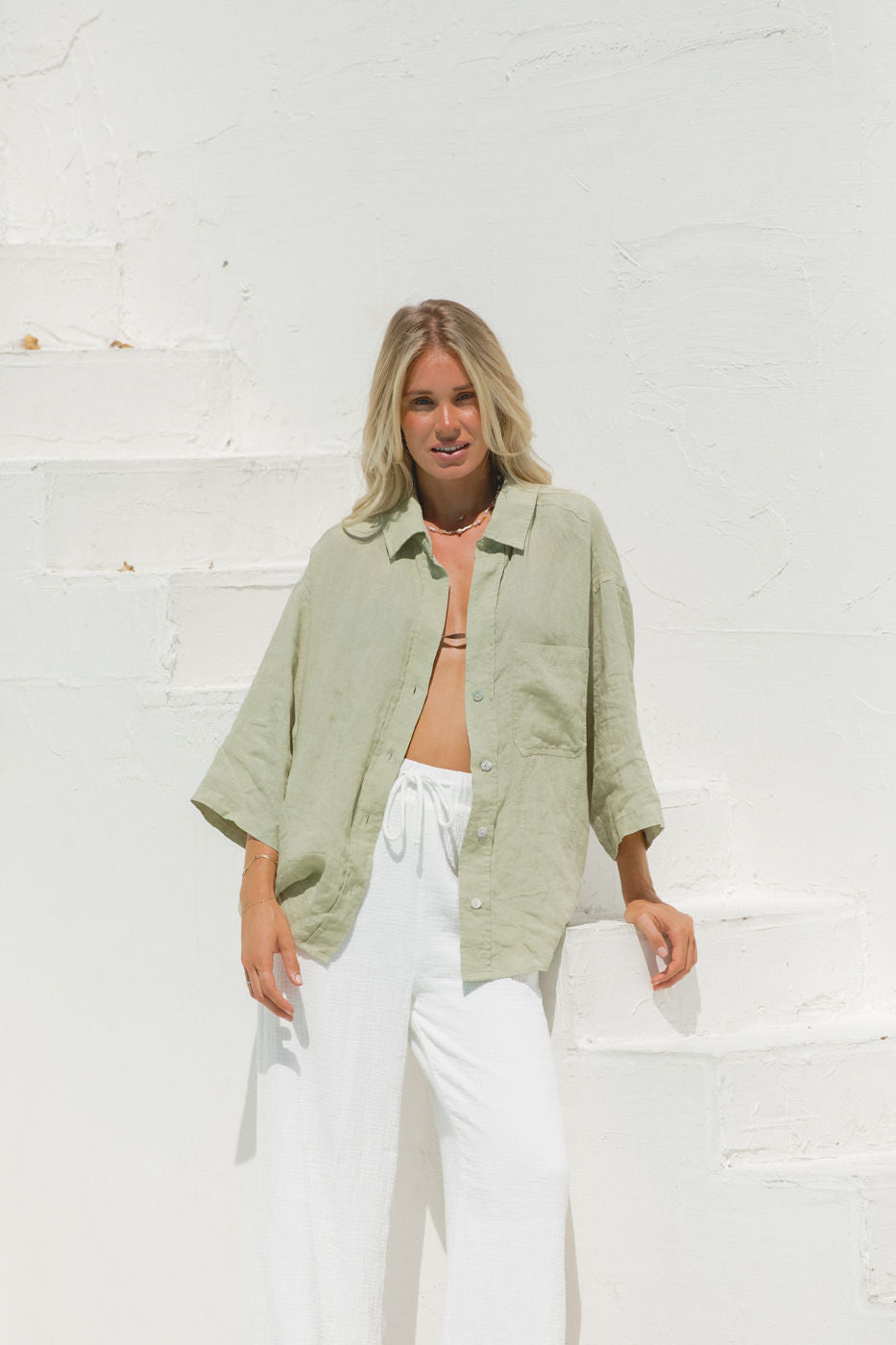 Sea Breeze Washed Linen Top for Women - Soft & Breathable Summer Blouse - Perfect for Beach Vacations, Casual Outings & Boho Style
