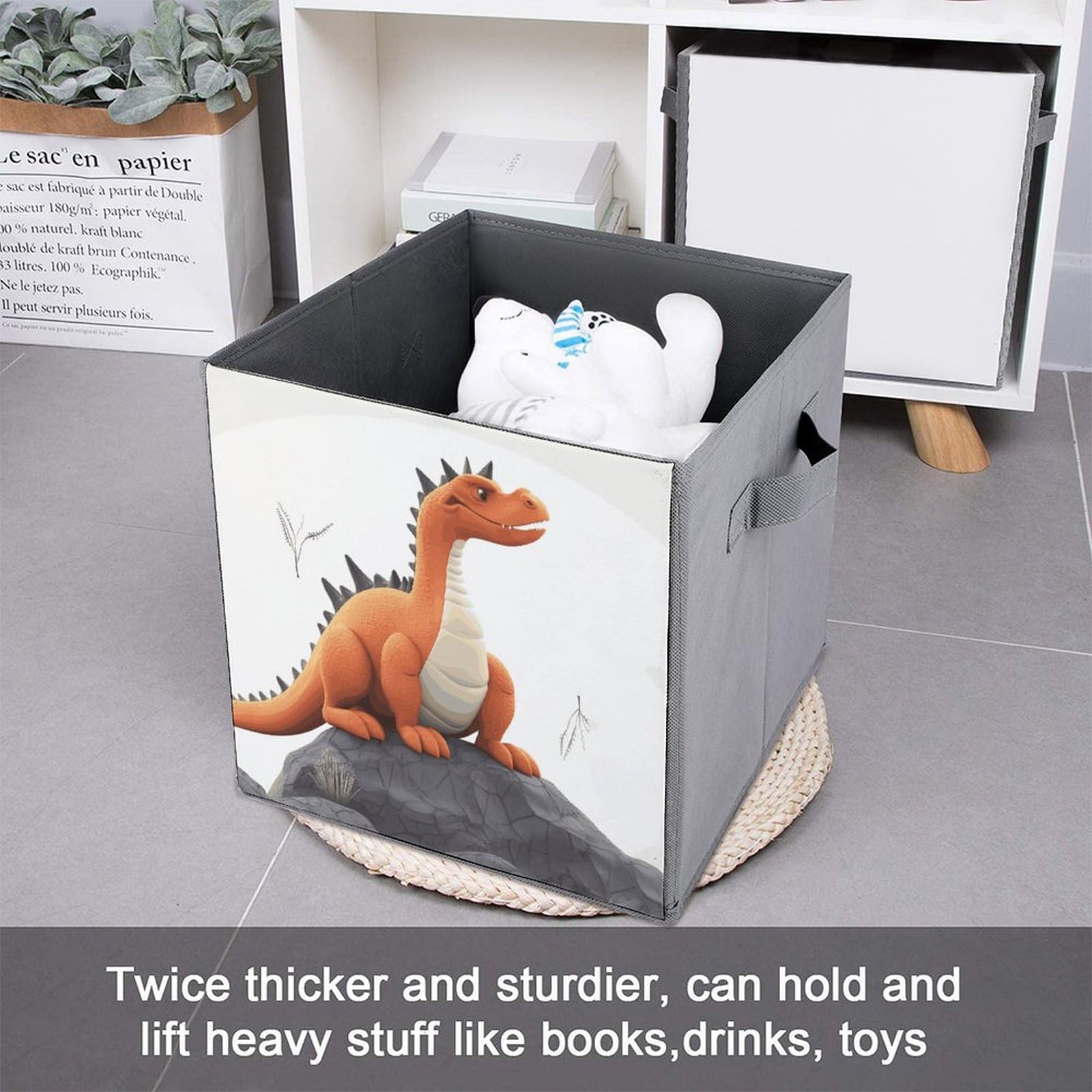 Funny Dragon Printed Storage Baskets 2-Pack - Decorative Fabric Storage Bins for Home Organization, Closet, Nursery & Laundry Room