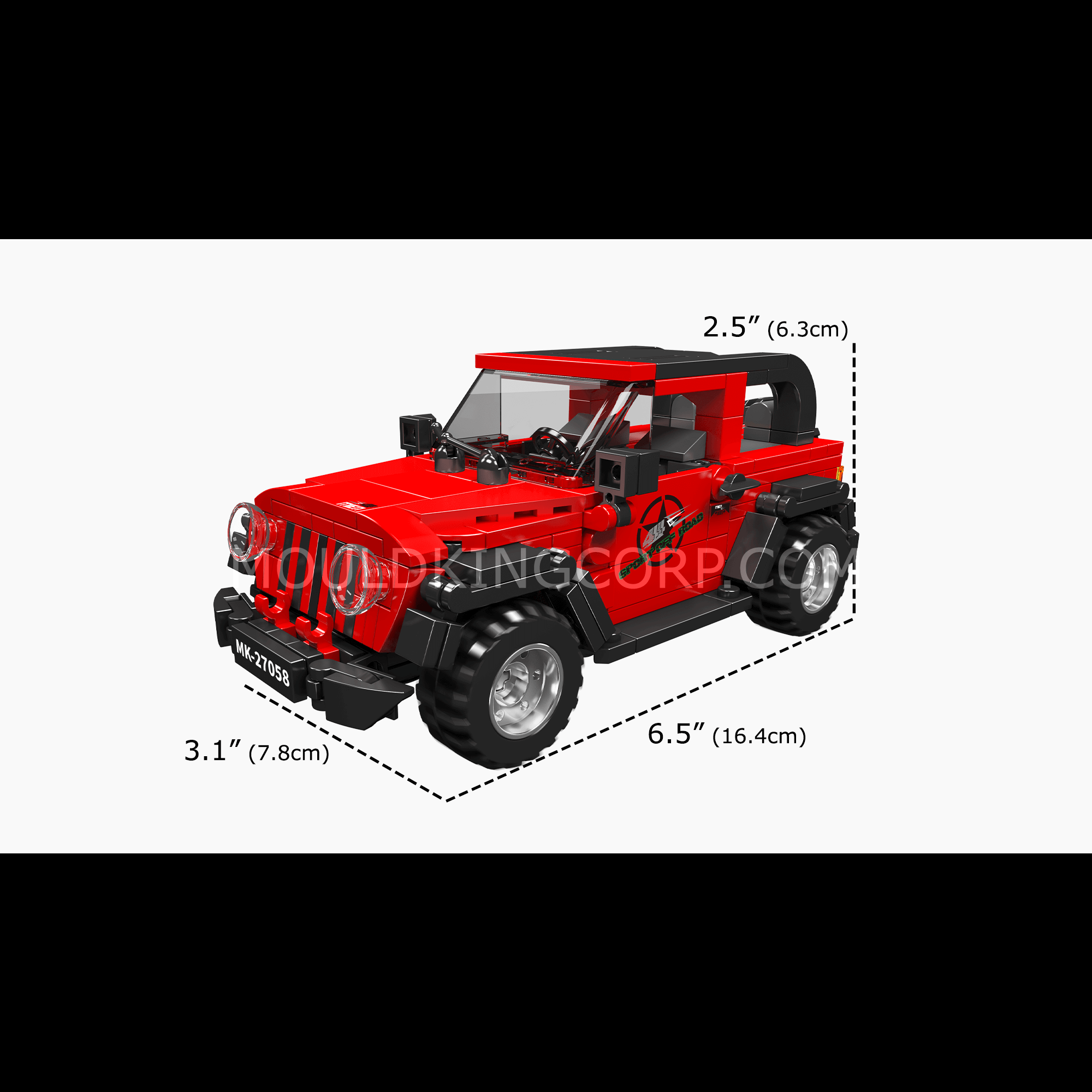 Mould King 27058 Wrangler Off-Road Vehicle Building Set - 414 PCS DIY Model Car Kit for Adults & Teens | Perfect for Collectors, Home Decoration & Creative Play