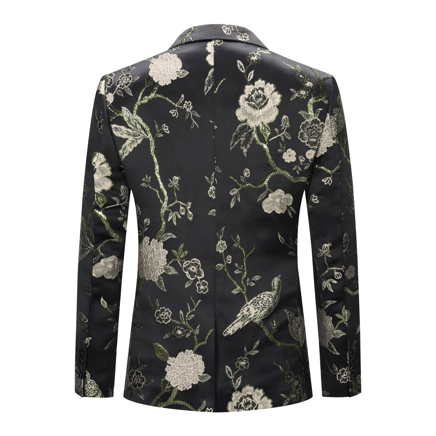 Men's Slim Fit One Button Notched Lapel Embroidered Blazer Jacket in Silver | Formal Business Suit for Weddings, Office & Special Occasions