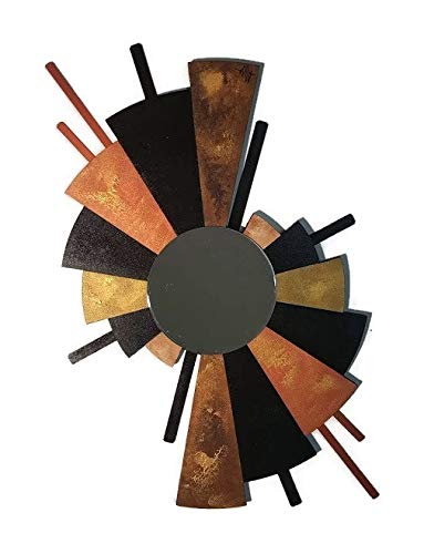 Sunburst Abstract Wooden Mirror - Handcrafted Wall Decor with Metal Accents by Diva Art69 - Perfect for Bohemian & Mid-Century Modern Home Decor