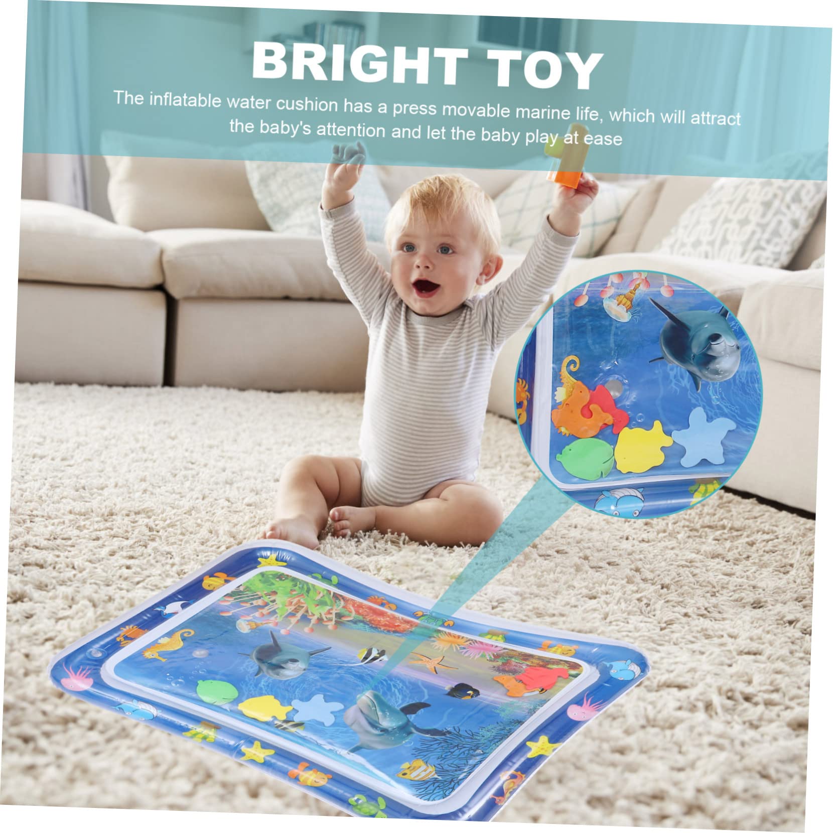 ULDIGI Inflatable Water Play Mat for Babies - Blue Plastic Water Cushion Pad, Outdoor & Indoor Toddler Activity Mat - Perfect for Pool, Beach, Backyard, and Playroom Fun