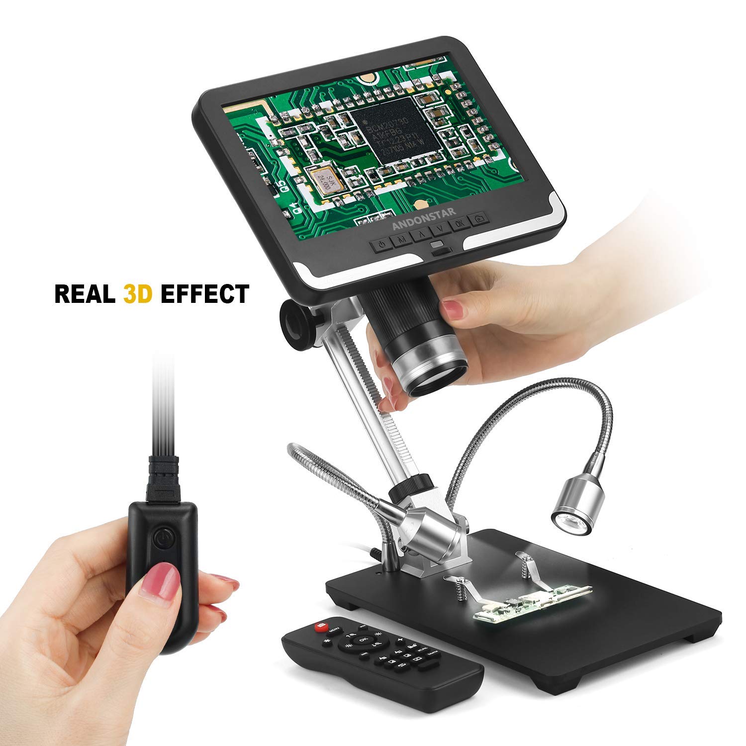 Andonstar AD206 7-inch LCD Digital Microscope - 200X Magnification Zoom for Soldering, Phone Repair & Circuit Board Inspection | Electronics Microscope for Hobbyists, Engineers & DIY Projects