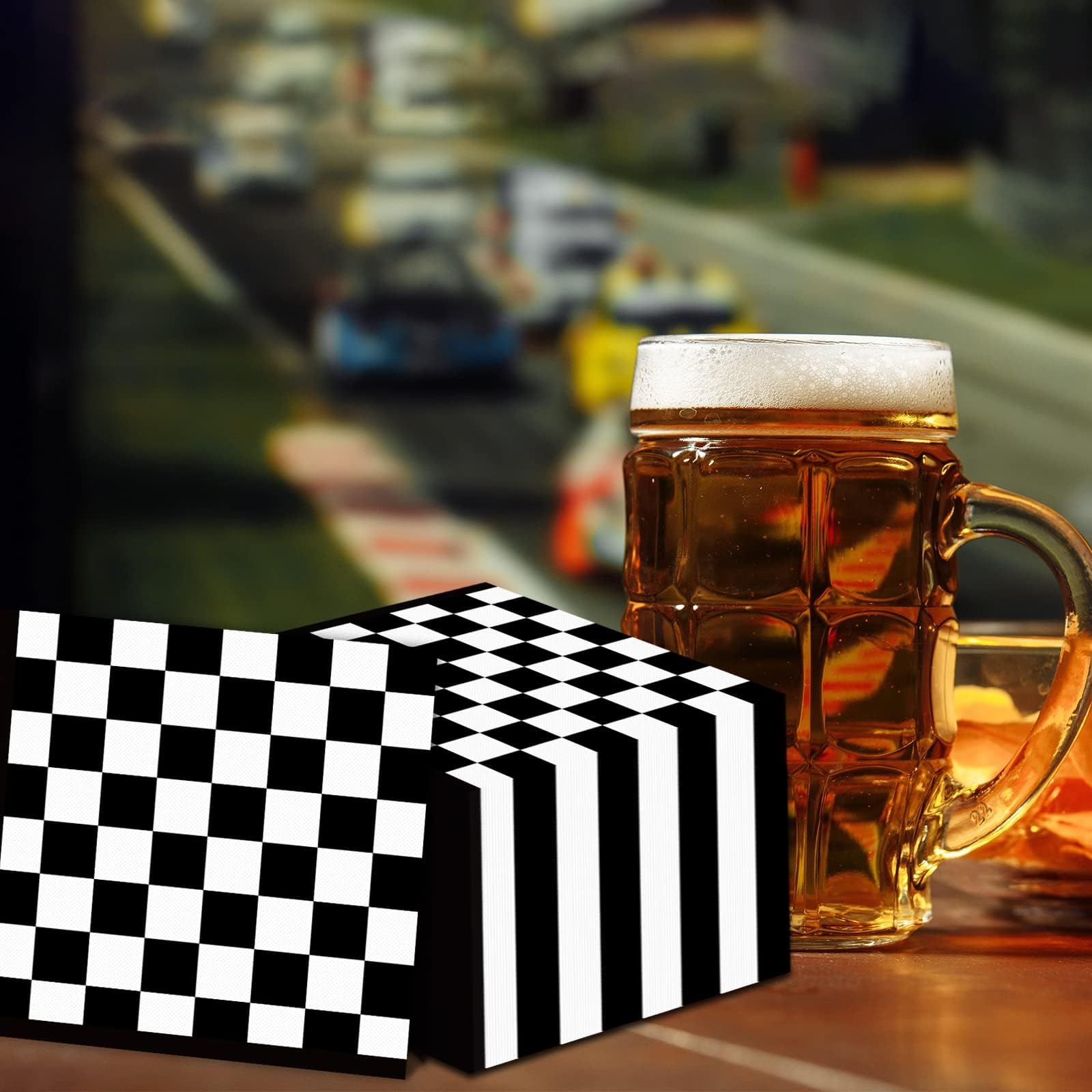 100 Pack Black and White Checkered Flag Party Napkins - Disposable Race Car Themed Paper Napkins for Birthday, Baby Shower & Kids Parties - Perfect for Racing Car Theme Decorations, Favors and Lunch Use