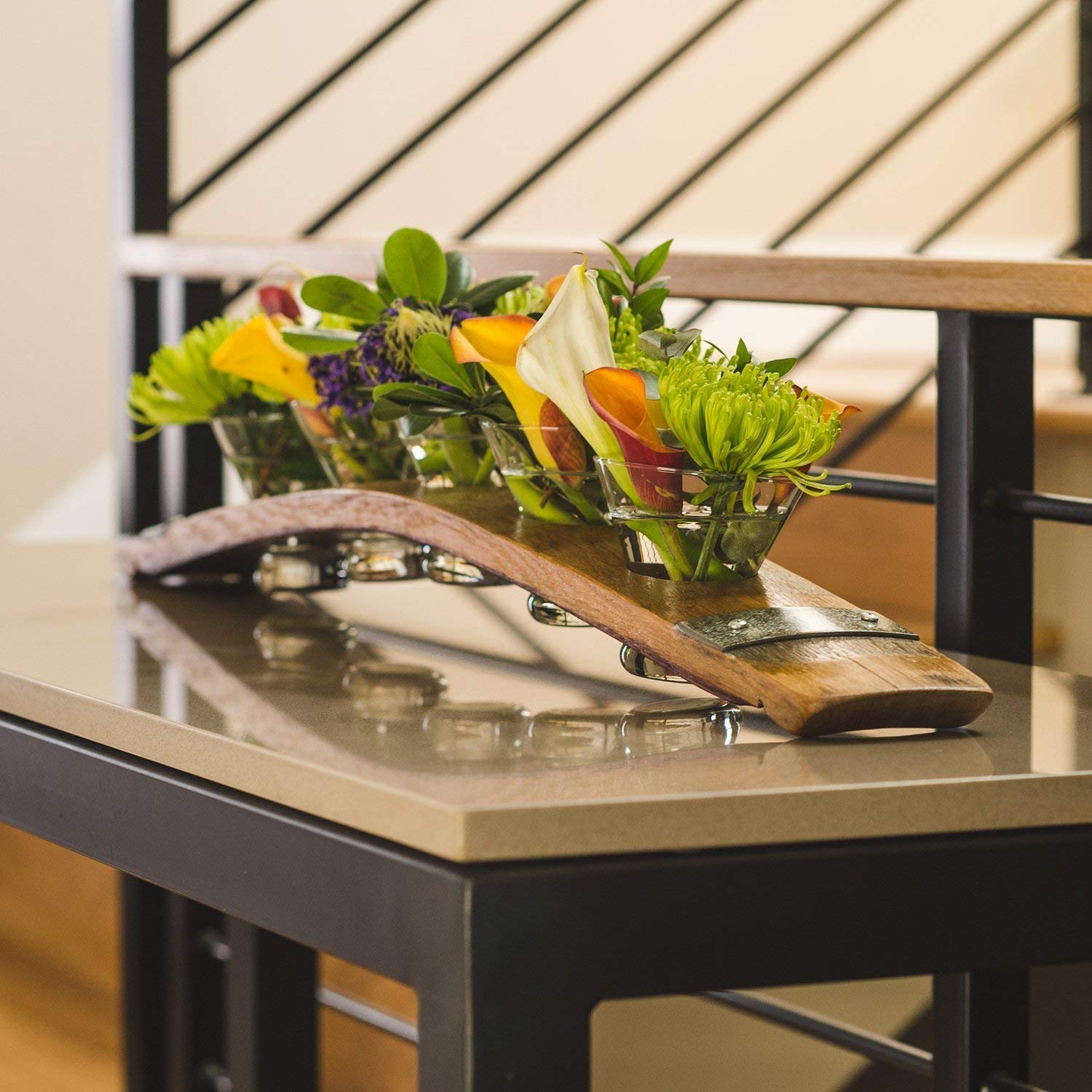 Rustic Large Wine Barrel Centerpiece with Glass Holder - Perfect for Wedding, Party & Home Decor