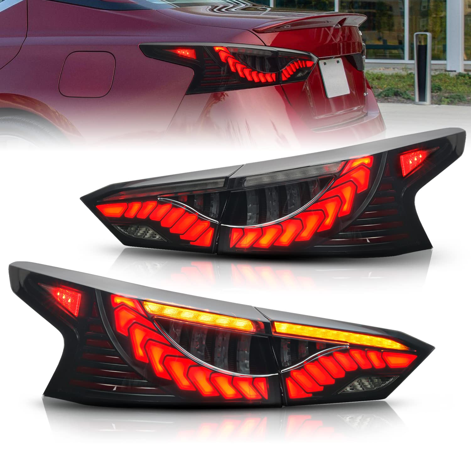 Premium LED Tail Lights for 2019-2024 Nissan Altima (6th Gen S/SR/SV/SL/Platinum) - 3D Animation DRL & Sequential Turn Signals - Waterproof & Easy Installation - Perfect for Night Driving & Car Customization