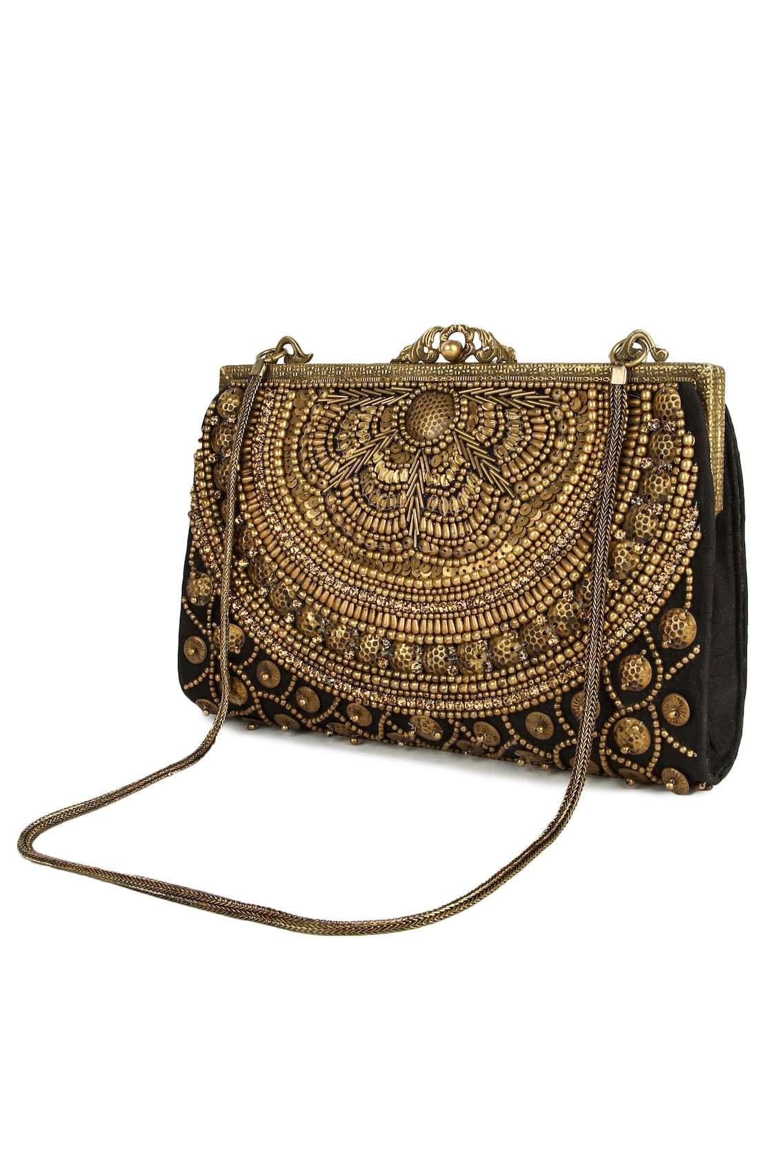 Stylish Ava Black & Gold Brass Frame Handbag for Women - Elegant Evening Clutch for Parties, Weddings & Special Occasions
