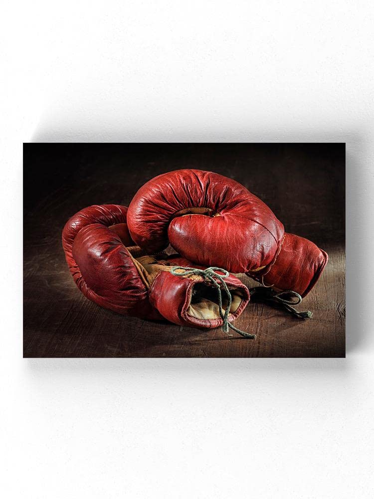 Vintage Red Boxing Gloves - Premium Wrapped Canvas Training Gloves for Boxing, MMA & Fitness | Perfect for Heavy Bag Workouts, Sparring & Home Gym Training