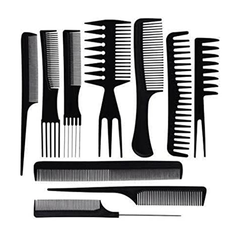MASTADI 10-Piece Hair Comb Set for Salon & Home Styling - Professional Detangling, Styling & Cutting Combs for All Hair Types (Black) - Perfect for Hairstylists, Barbers & DIY Hair Care