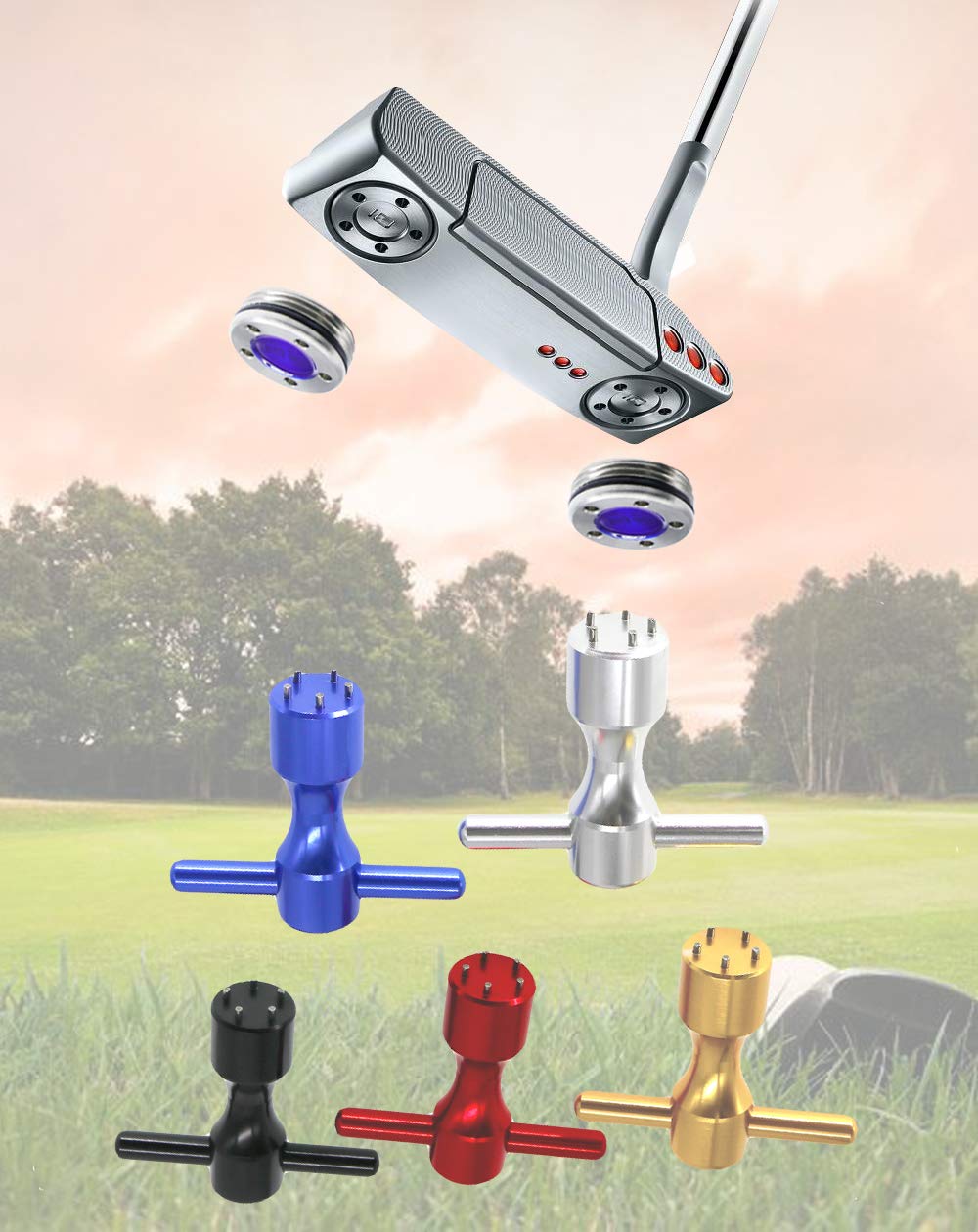 HISTAR 2Pcs Golf Club Weight Kit - Custom Blue Weights & Gold Wrench for Titleist Scotty Cameron Putters | Improve Swing Balance & Performance on the Green