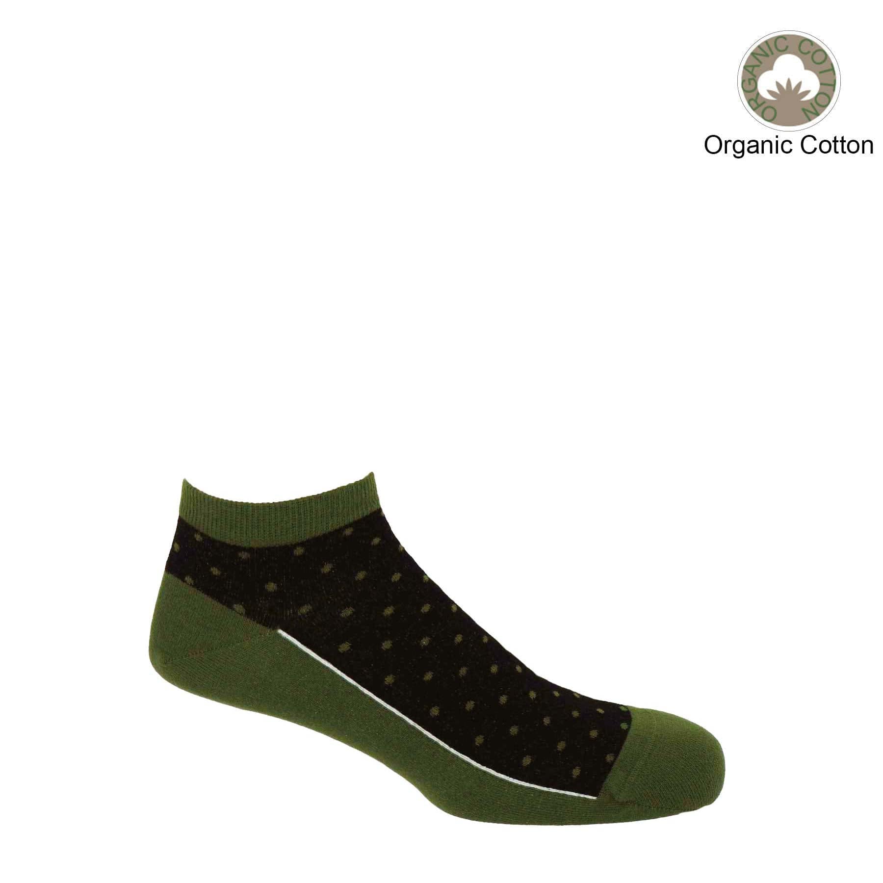 Organic Cotton Men's Trainer Socks Bundle - 6 Pairs Breathable Athletic Socks for Running, Gym & Casual Wear | Green Multi Color Pack | Eco-Friendly Workout Socks
