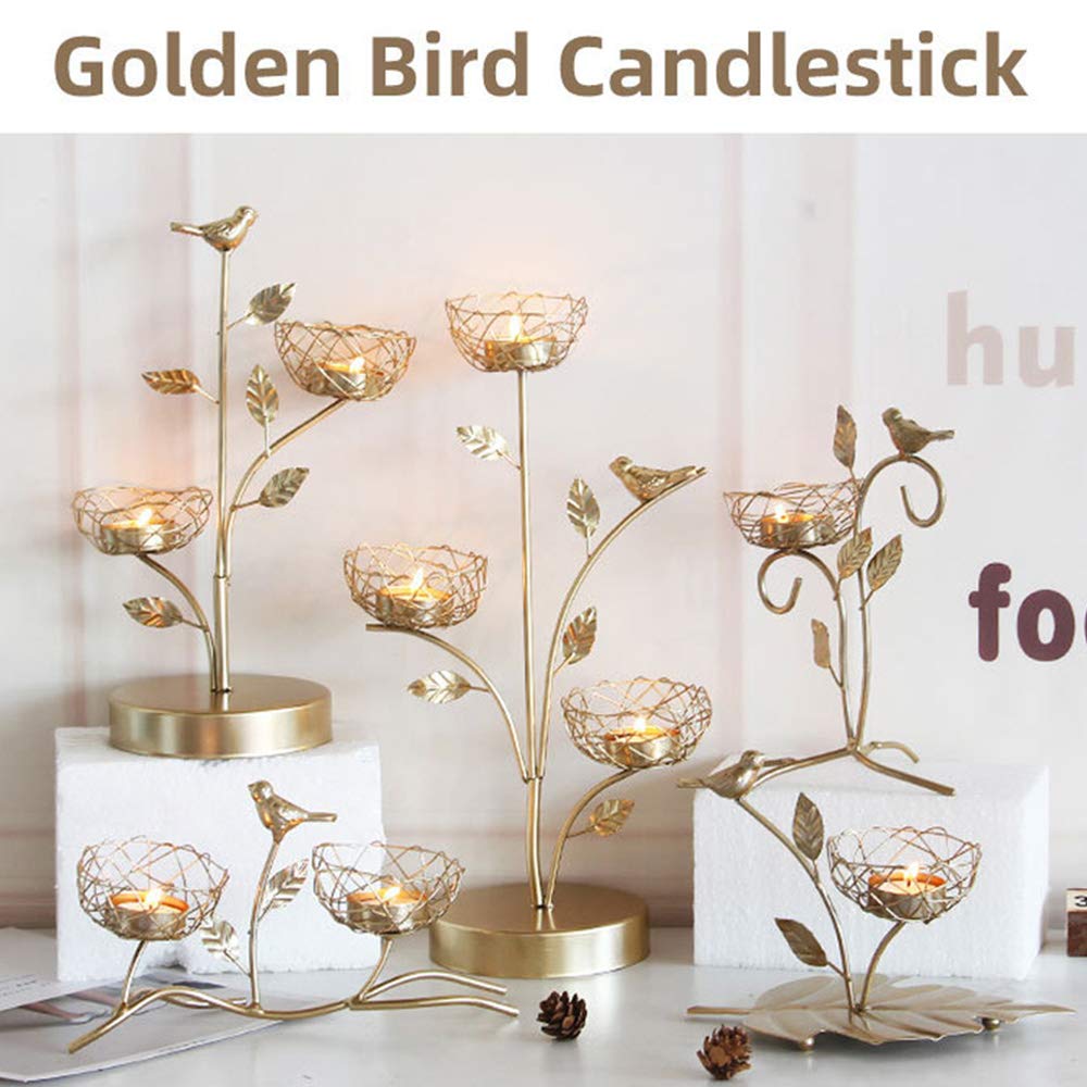 Creative Iron Art Votive Candle Holders - Leaf & Bird Figurine Metal Tealight Stands for Home Decor Centerpiece | Perfect for Weddings, Dining Tables & Romantic Ambiance