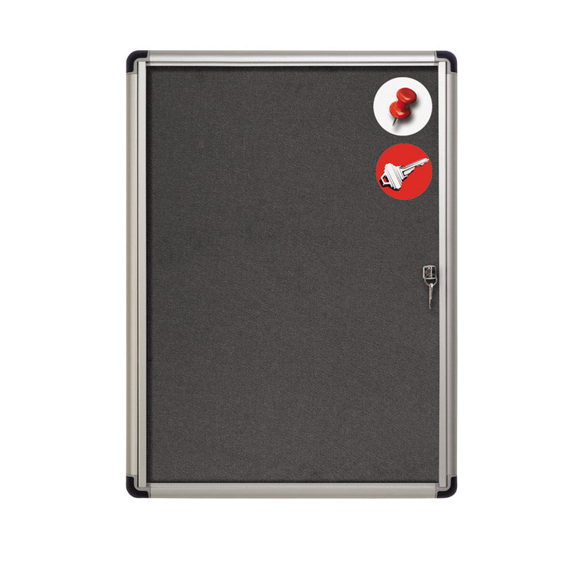 SlimLine Enclosed Bulletin Board Cabinet with 1 Door - Aluminum Frame 28