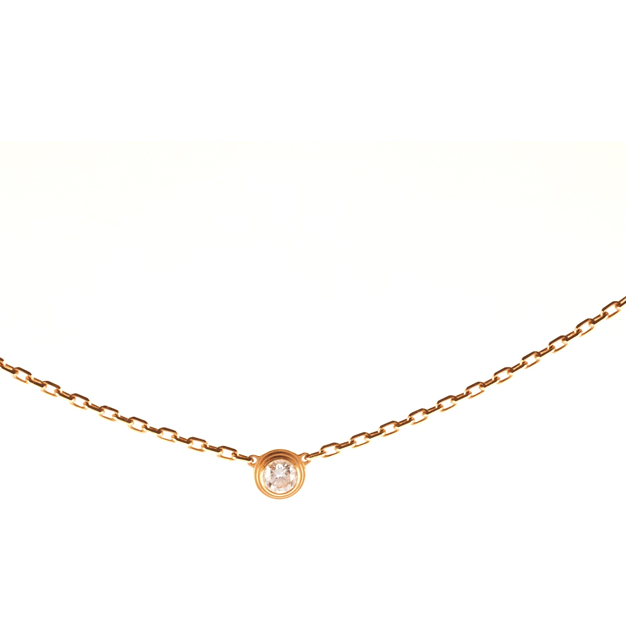 Cartier 18K Yellow Gold Small Diamond Pendant Necklace for Women - Perfect for Weddings, Anniversaries & Special Occasions
