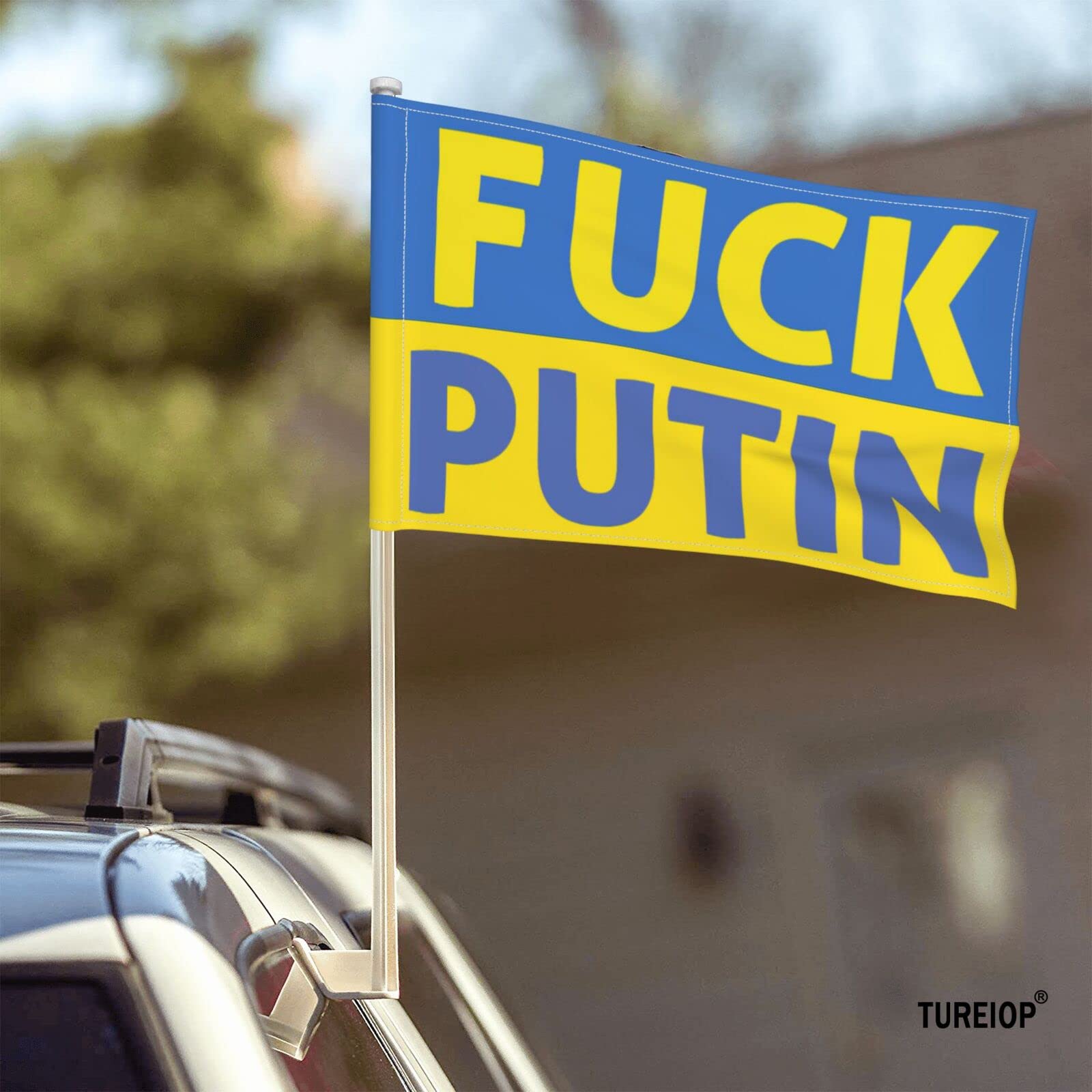 12x18 Inch Ukraine Support Car Flag - Double Sided I Stand With Ukraine & American Flag - No Window Clip Needed - Show Solidarity for Ukraine Russia Conflict - Perfect for Cars, Trucks & Rallies