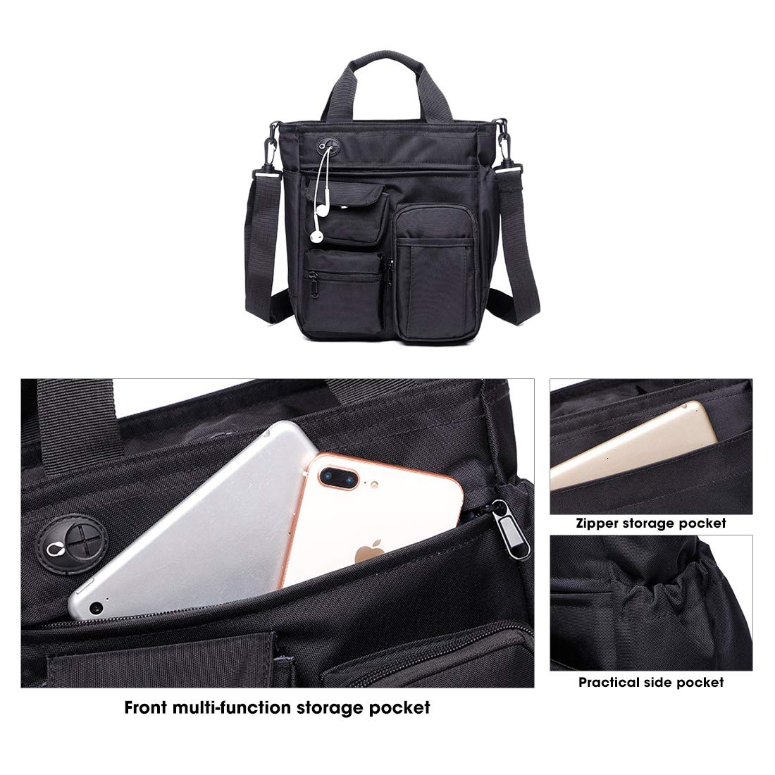 **Men's Convertible Nylon Messenger Bag - Stylish Tote & Shoulder Bag for Travel, Work & Casual Use**    **使用场景:** Perfect for business trips, daily commuting, weekend outings, and outdoor adventures.