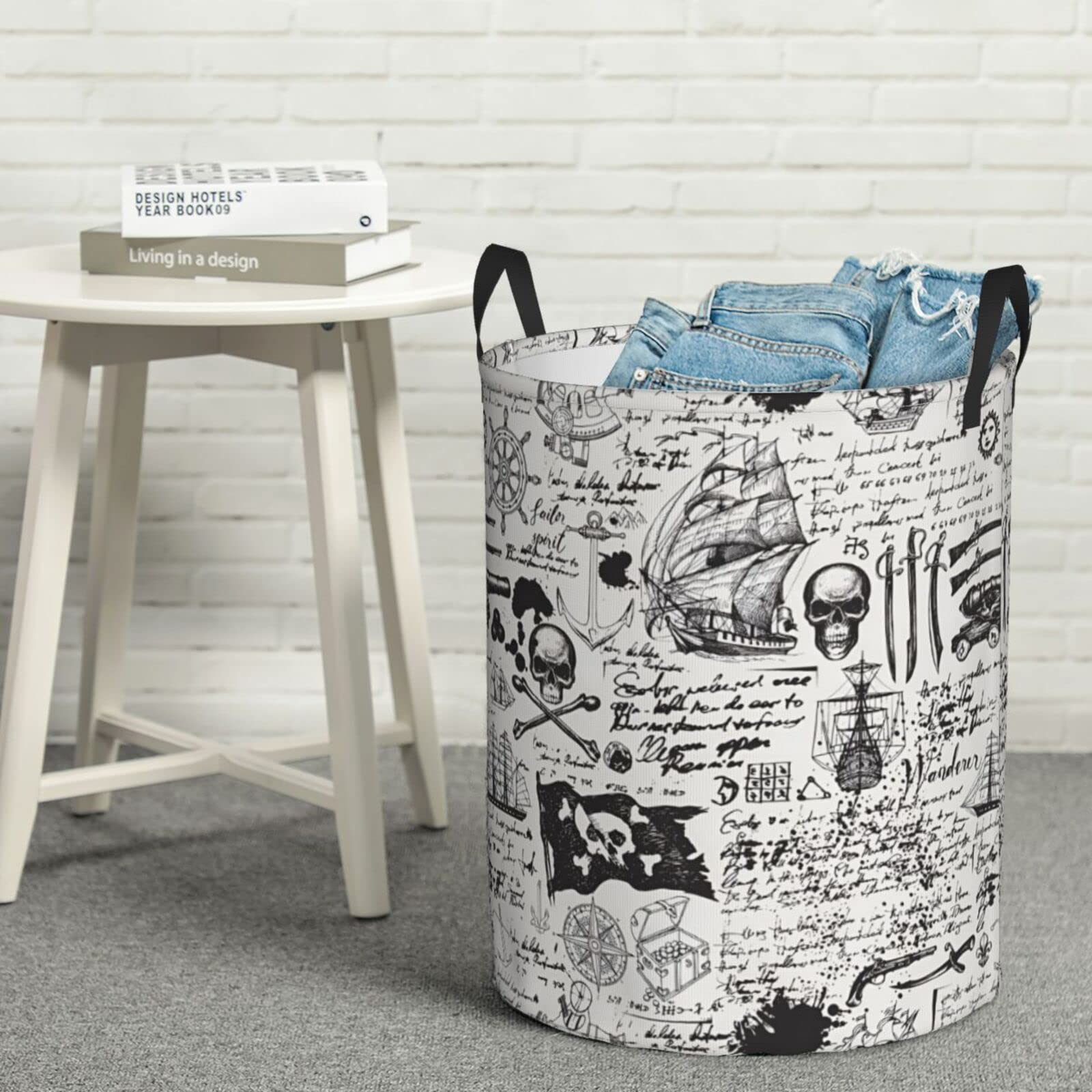 Collapsible Laundry Basket with Handles - Foldable Clothes Hamper for Bedroom, Bathroom & Dorm - Portable Storage Organizer for Dirty Laundry, Toys & Essentials - Grey Round Design for Easy Carry & Space Saving