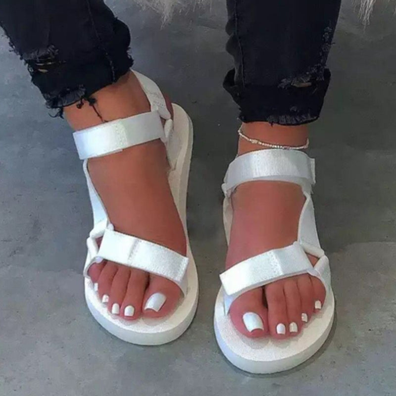 Konhill Women's Comfortable Velcro Flat Sandals - Lightweight Summer Casual Shoes for Walking, Beach, Travel & Everyday Wear