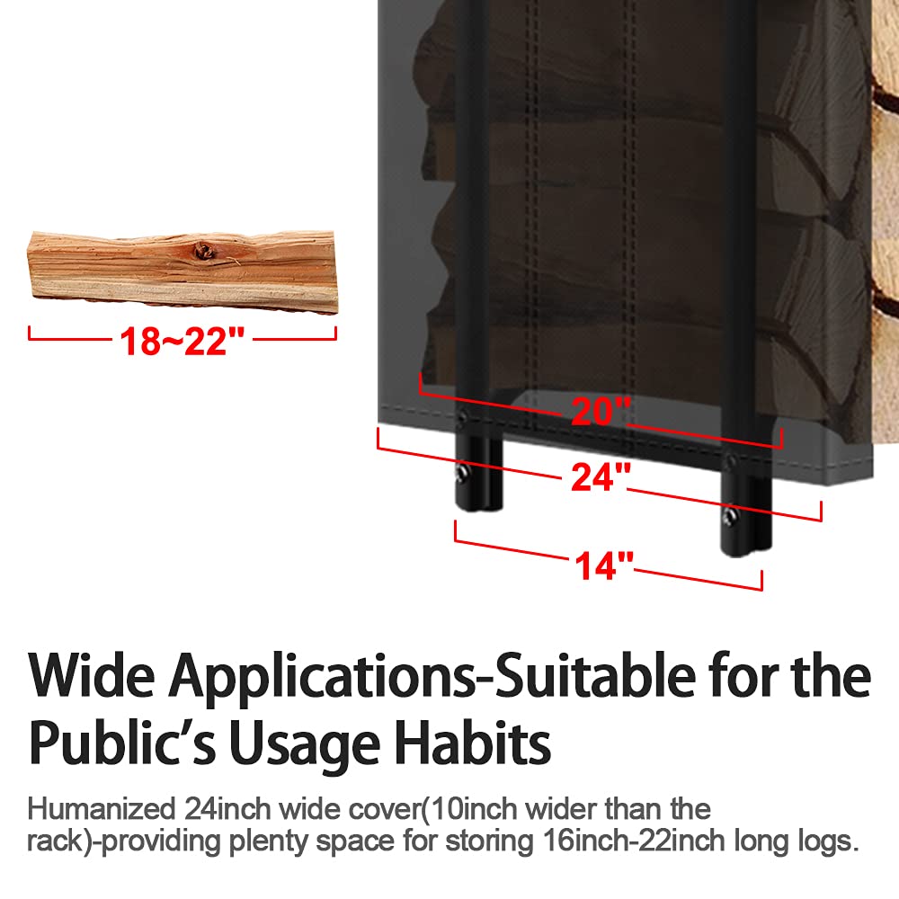 AMAGABELI Heavy-Duty 8ft Outdoor Firewood Rack with Waterproof Cover - Durable Log Holder for Fireplace, Fire Pit & Wood Storage - Perfect for Patio, Backyard, and Camping Use