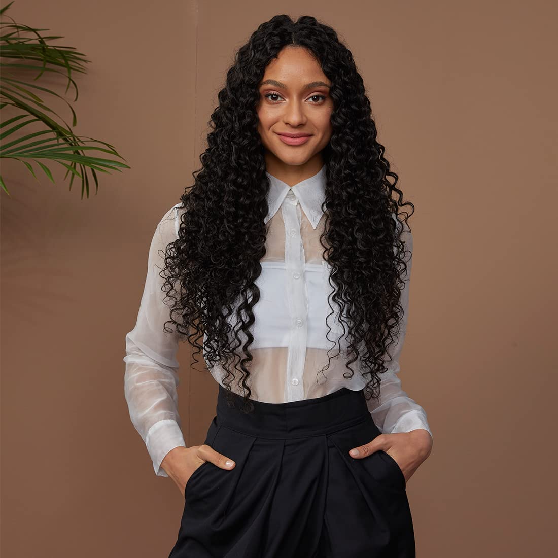 NOBLE STAR 30 Inch Long Curly Lace Front Wig - HD Lace with Baby Hair | 130% Density Synthetic Human Hair Wig for Women | Natural Black | Perfect for Cosplay, Daily Wear & Special Occasions