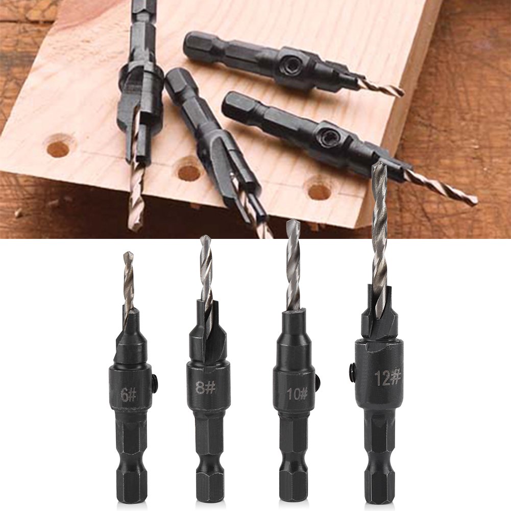 6 Pcs HSS Countersink Drill Bit Set - 1/4