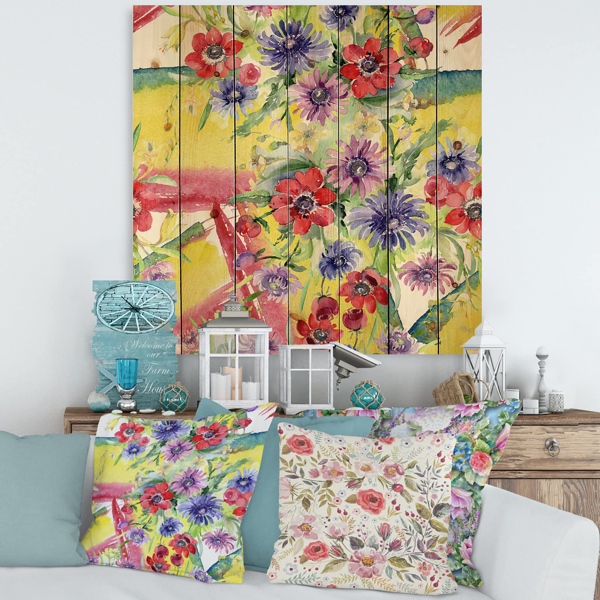 Vibrant Spring Leaves Wood Wall Art - Floral Pine Decor for Living Room & Bedroom
