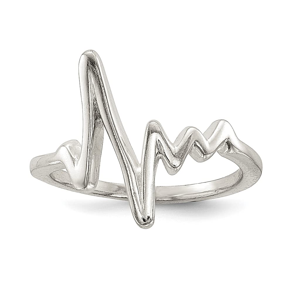925 Sterling Silver Heartbeat Band Ring for Women - Dainty & Elegant Jewelry Gift for Her, Perfect for Anniversary, Valentine's Day & Everyday Wear