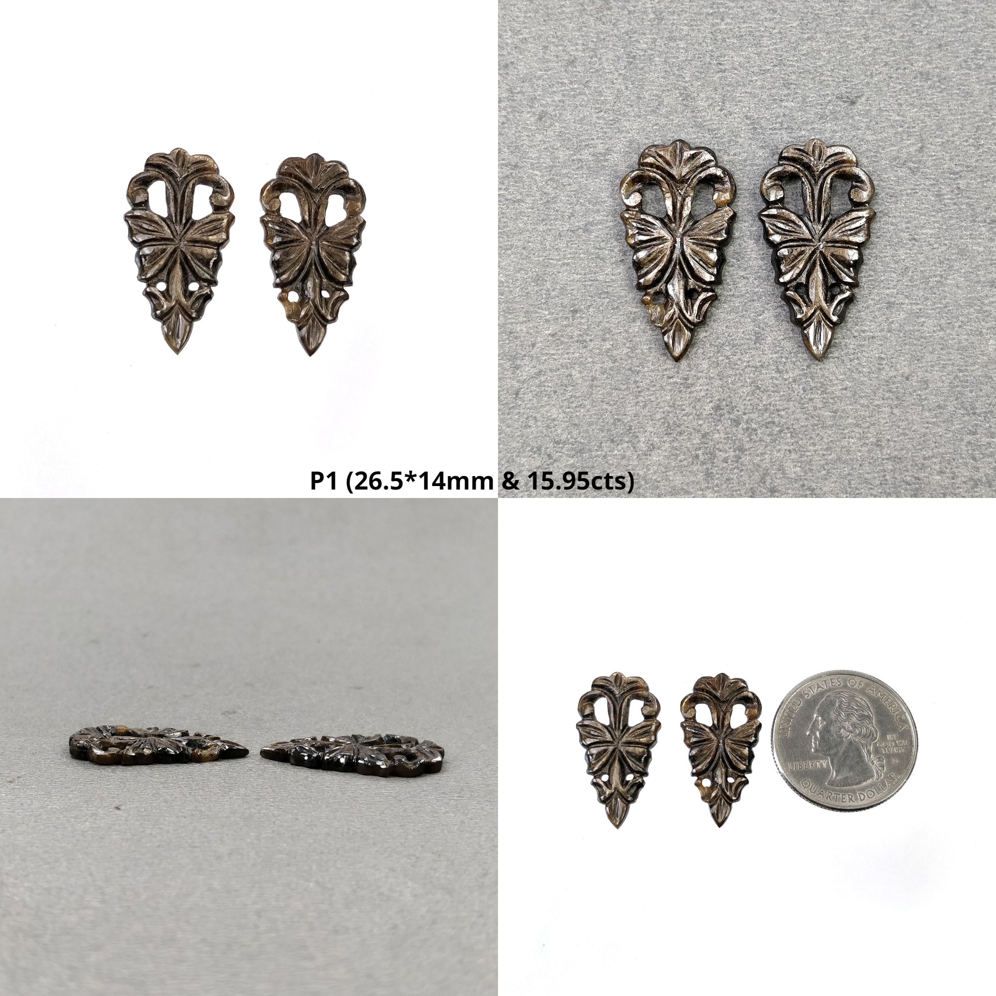 Natural Untreated Golden Brown Chocolate Sapphire Gemstone - Hand Carved Pear Shape Uneven Pair for Jewelry Making & Unique Gift Ideas