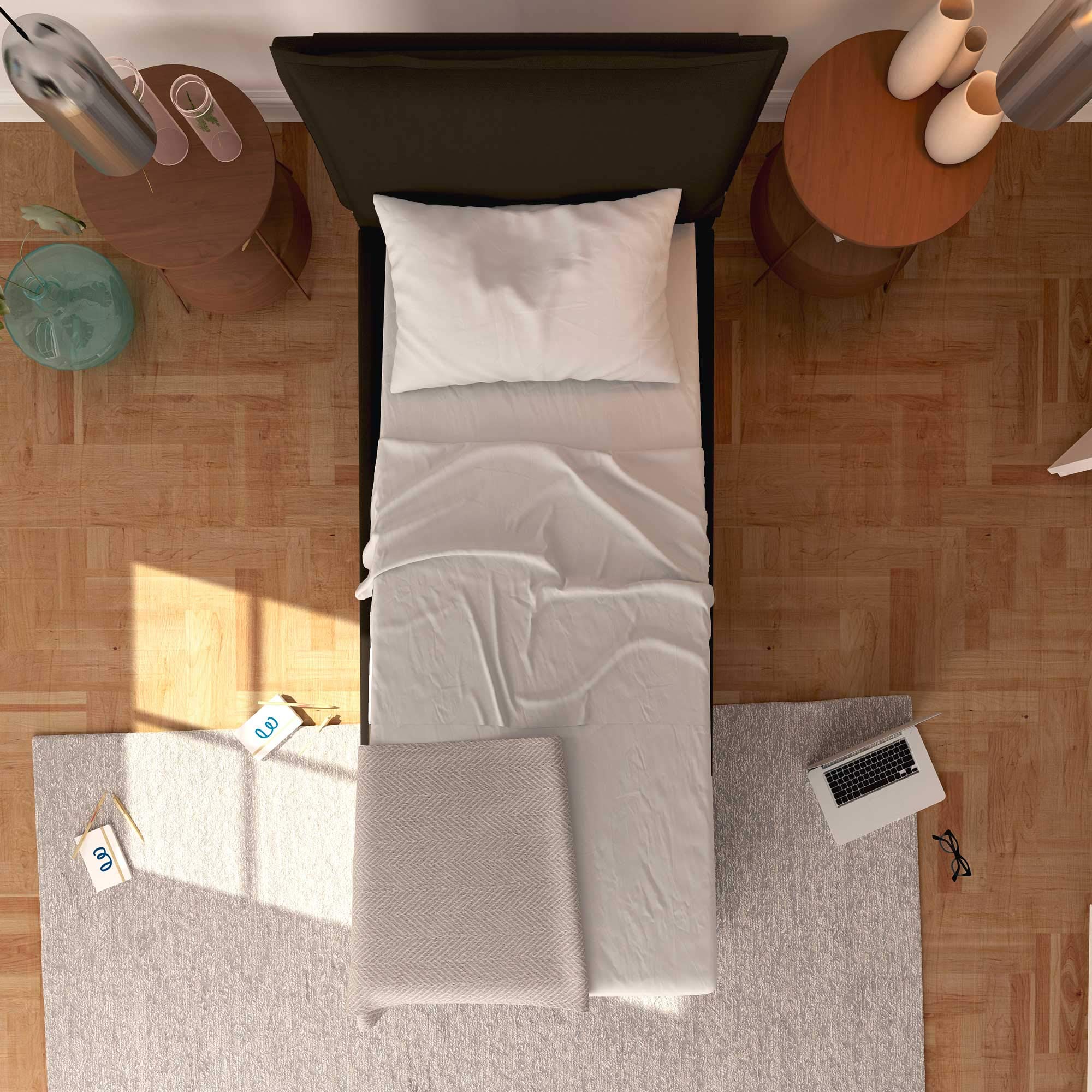 Baldiflex Single Bed with Storage, Licia Model, Synthetic Leather, Slatted Base for Single Mattress, 80 x 190 cm, Finely Padded Chocolate Headboard – Perfect for Small Bedrooms, Guest Rooms & Studio Apartments