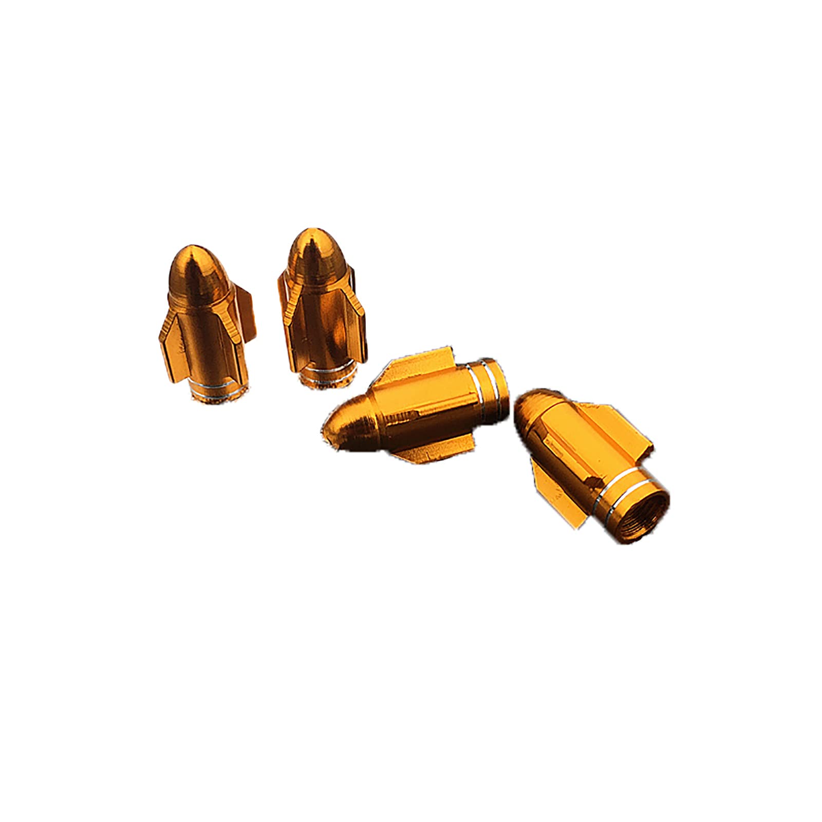 Golden Car Tire Valve Caps - Durable Metal Valve Stem Caps for Cars, Motorcycles & Bikes - Weatherproof Dust Protection for Automotive Tires (Set of 4) - Perfect for Daily Commuting, Road Trips & Off-Road Adventures