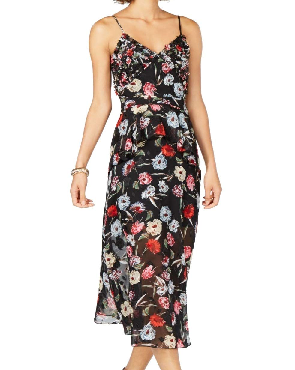 Foxiedox Women's Embellished Floral-Print Midi Dress - Elegant Summer Party Dress for Weddings, Garden Parties & Date Nights