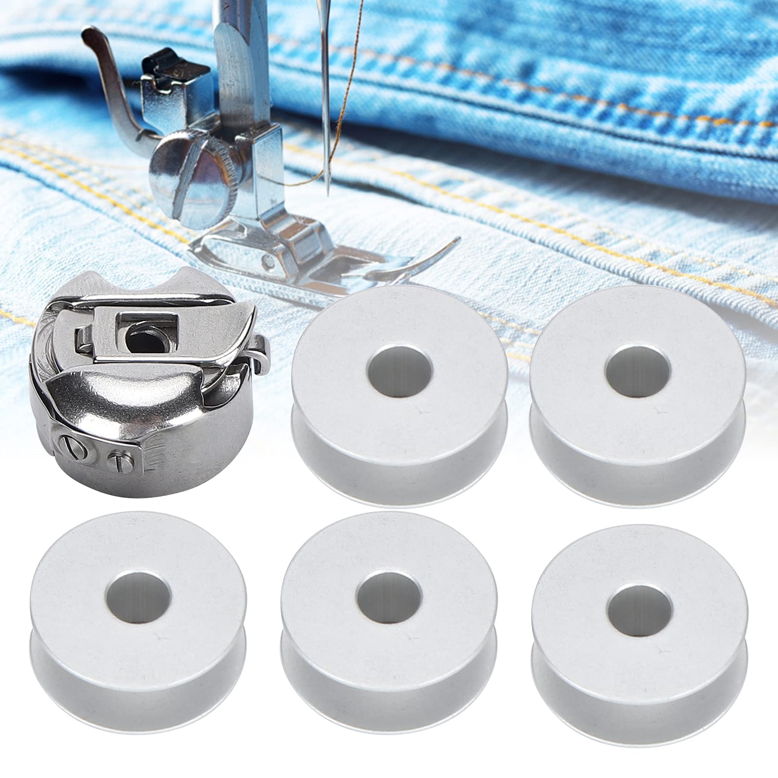 5Pcs Sewing Machine Bobbins & Bobbin Case - Premium Sewing Machine Accessories for Home Use | Perfect for Quilting, Dressmaking & DIY Sewing Projects