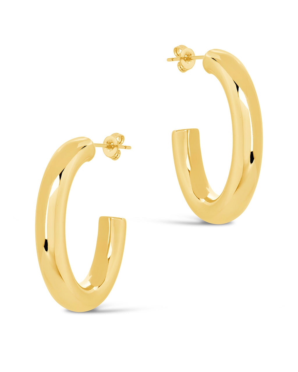 Rory Polished Tube Hoop Earrings for Women - 14K Gold Plated Stainless Steel Minimalist Dangle Earrings - Perfect for Everyday Wear, Office, Party & Gift Giving