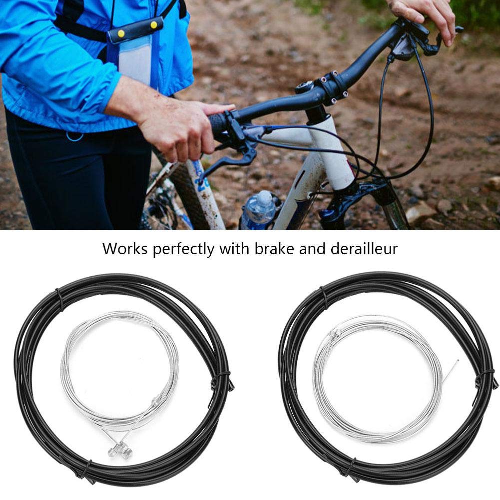 Bnineteenteam Bike Shift Derailleur Cable & Brake Cable Set - Durable MTB/Road Bike Gear Shifter Cables (Black) - Perfect for Mountain Biking & Road Cycling Maintenance