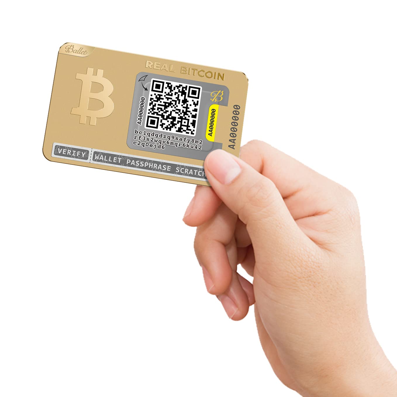 Ballet Real Bitcoin Gold Edition - Secure Crypto Cold Storage Card | Multi-Currency & NFT Hardware Wallet | Easy Cryptocurrency Storage Solution | Ideal for Travel, Gifting & Long-Term Crypto Holding