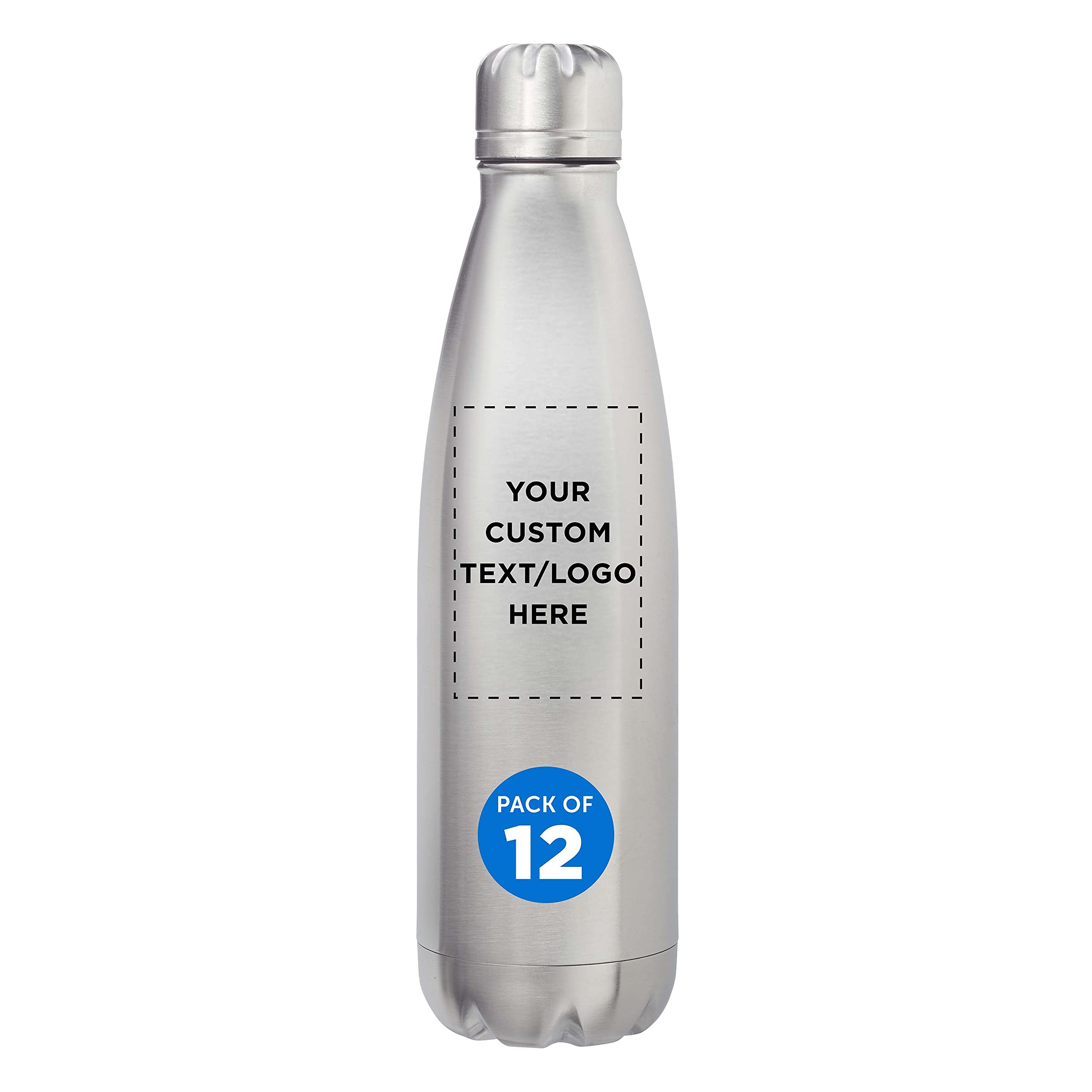12 Pack 25oz Stainless Steel Cosmo Cola Shaped Water Bottles - Custom Text & Logo Printing, Double Wall Insulated, BPA Free, Leak Proof - Perfect for Gym, Office & Outdoor Activities