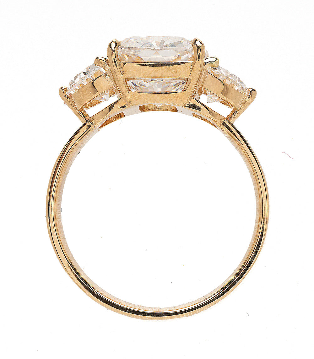 Charlie 3 Stone Half Moon Wide Band Engagement Ring - Elegant Wedding & Proposal Jewelry for Women | Perfect for Anniversaries, Valentine's Day & Special Occasions