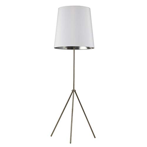 Allora 3-Leg Floor Lamp in White & Satin Chrome - Modern Tripod Standing Light for Living Room, Bedroom, or Office Decor