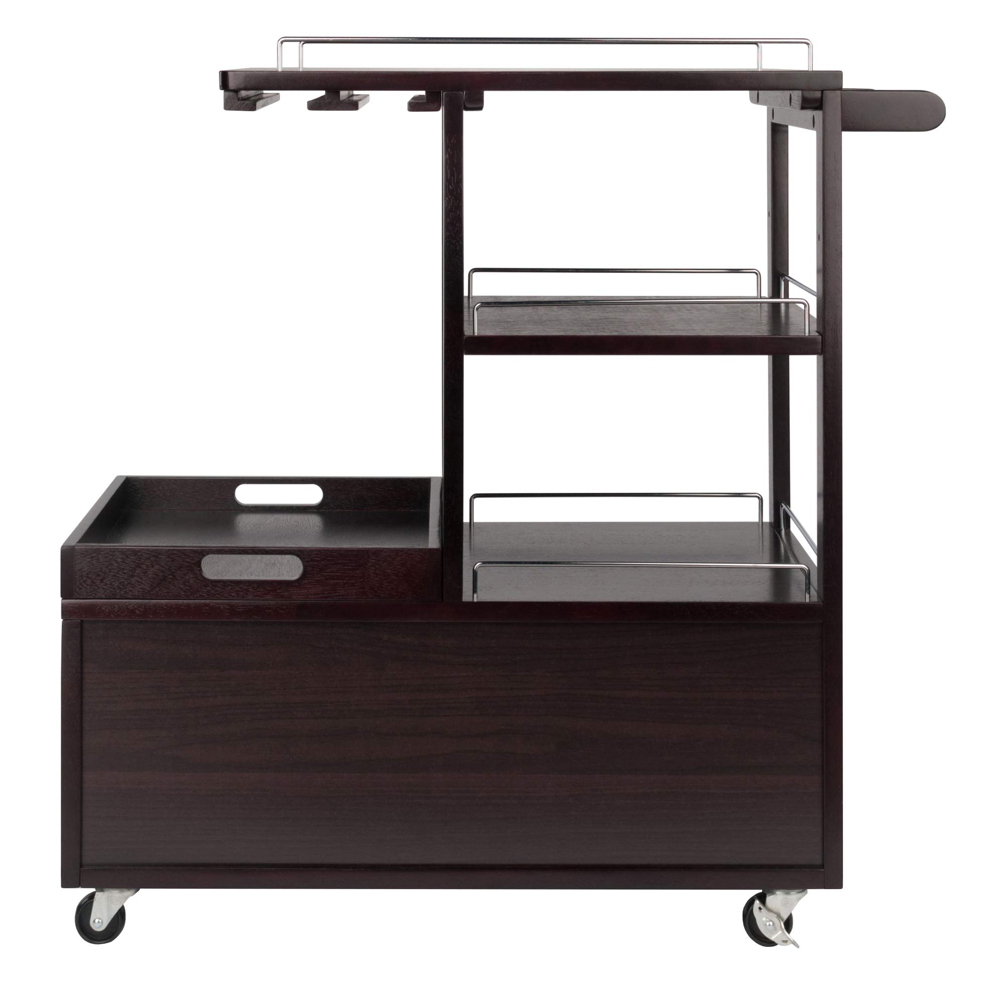 Winsome Wood Galen Entertainment Cart - Rolling TV Stand with Storage Shelf for Living Room, Bedroom, Home Theater - Perfect for Organizing Media Devices & Decor