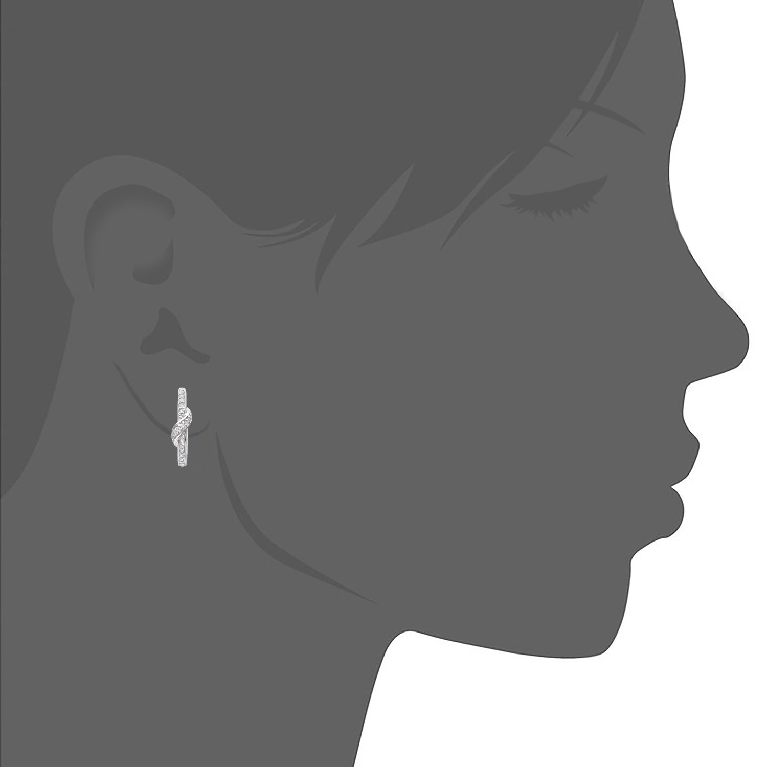 9ct White Gold Diamond Coated Wrap Hoop Earrings for Women - Elegant Everyday & Party Jewelry by Elegano