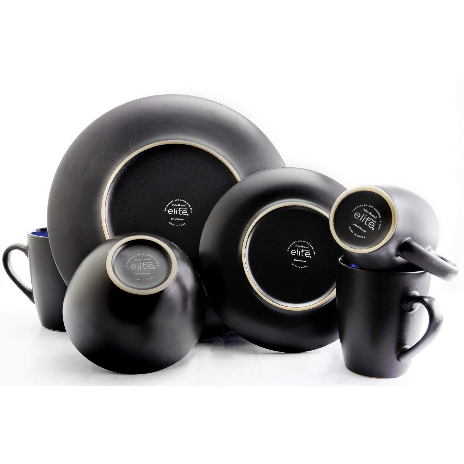 16-Piece Blue Stoneware Dinnerware Set - Microwave & Dishwasher Safe Casual Dinnerware for Everyday Use, Family Gatherings & Entertaining