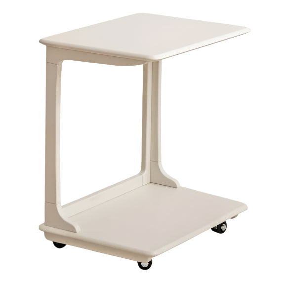 Birch Solid Wood Mobile Side Table - Lightweight Rolling End Table for Living Room, Bedroom, or Office - Perfect for Small Spaces and Easy Mobility