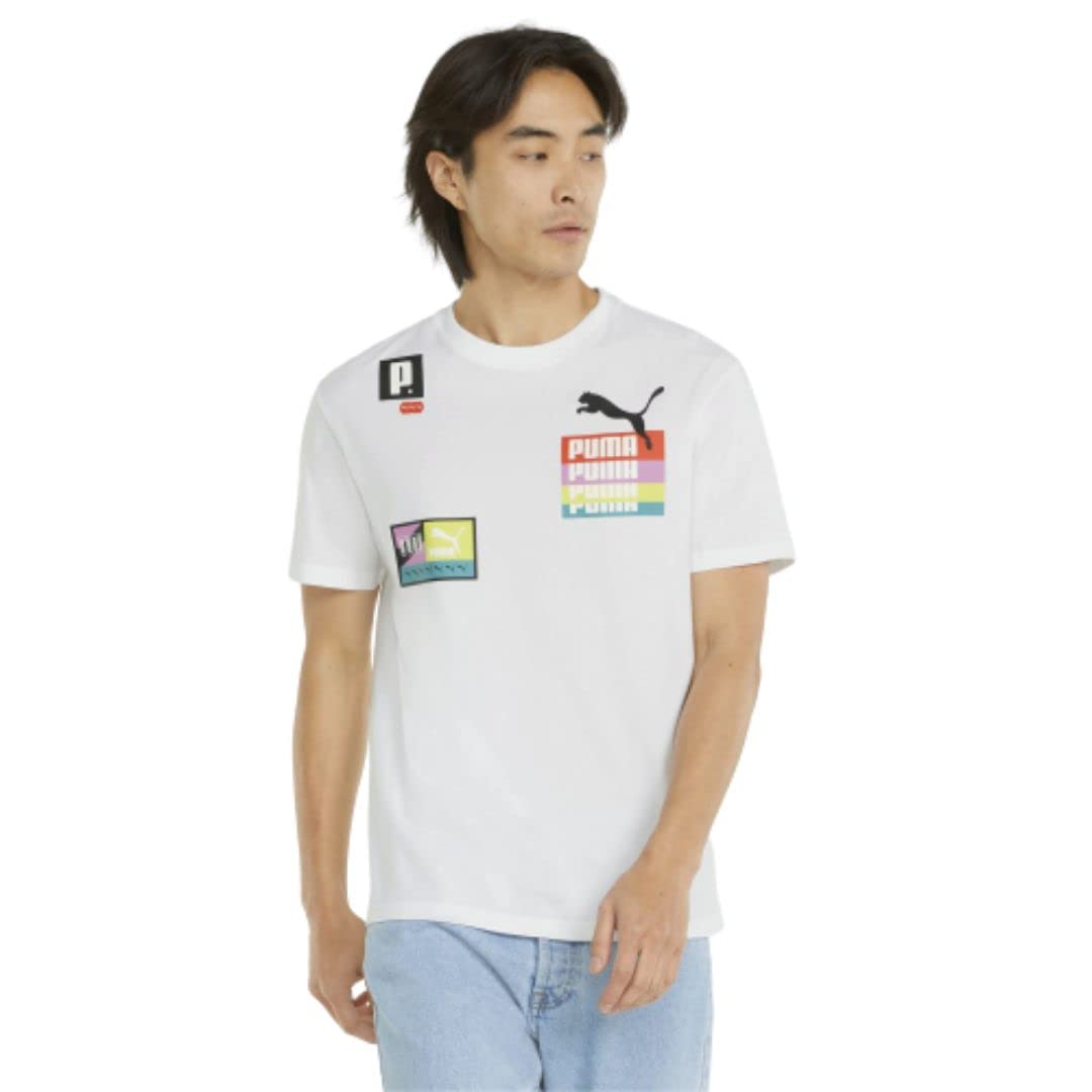 PUMA Men's Brand Love Graphic T-Shirt - Casual Short Sleeve Cotton Tee for Everyday Wear, Gym & Street Style