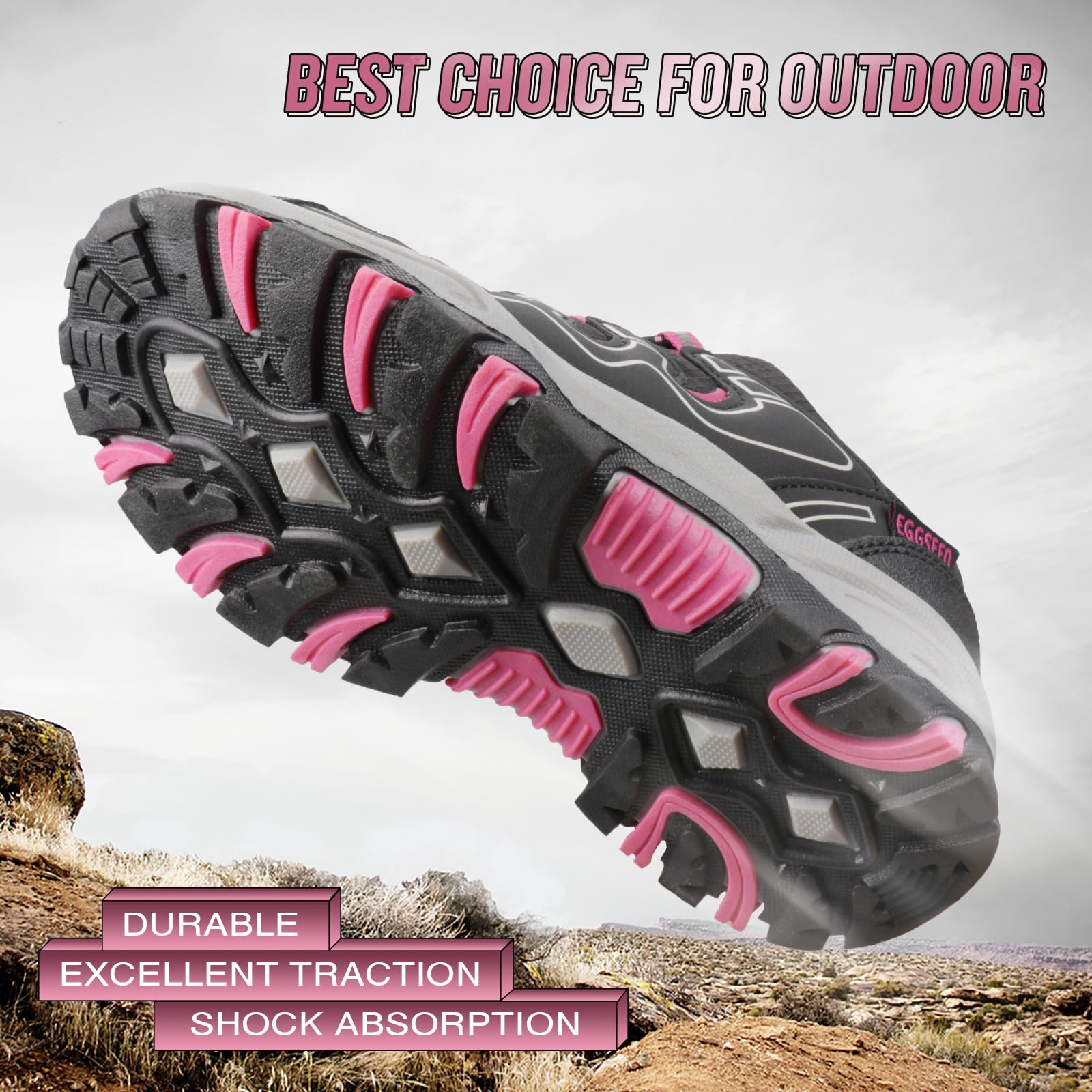 UOVO Waterproof Hiking Shoes for Kids - Boys & Girls Non-Slip Lightweight Sneakers for Running, Tennis & Outdoor Activities | Perfect for Trail Hiking, School Sports & Playground Adventures