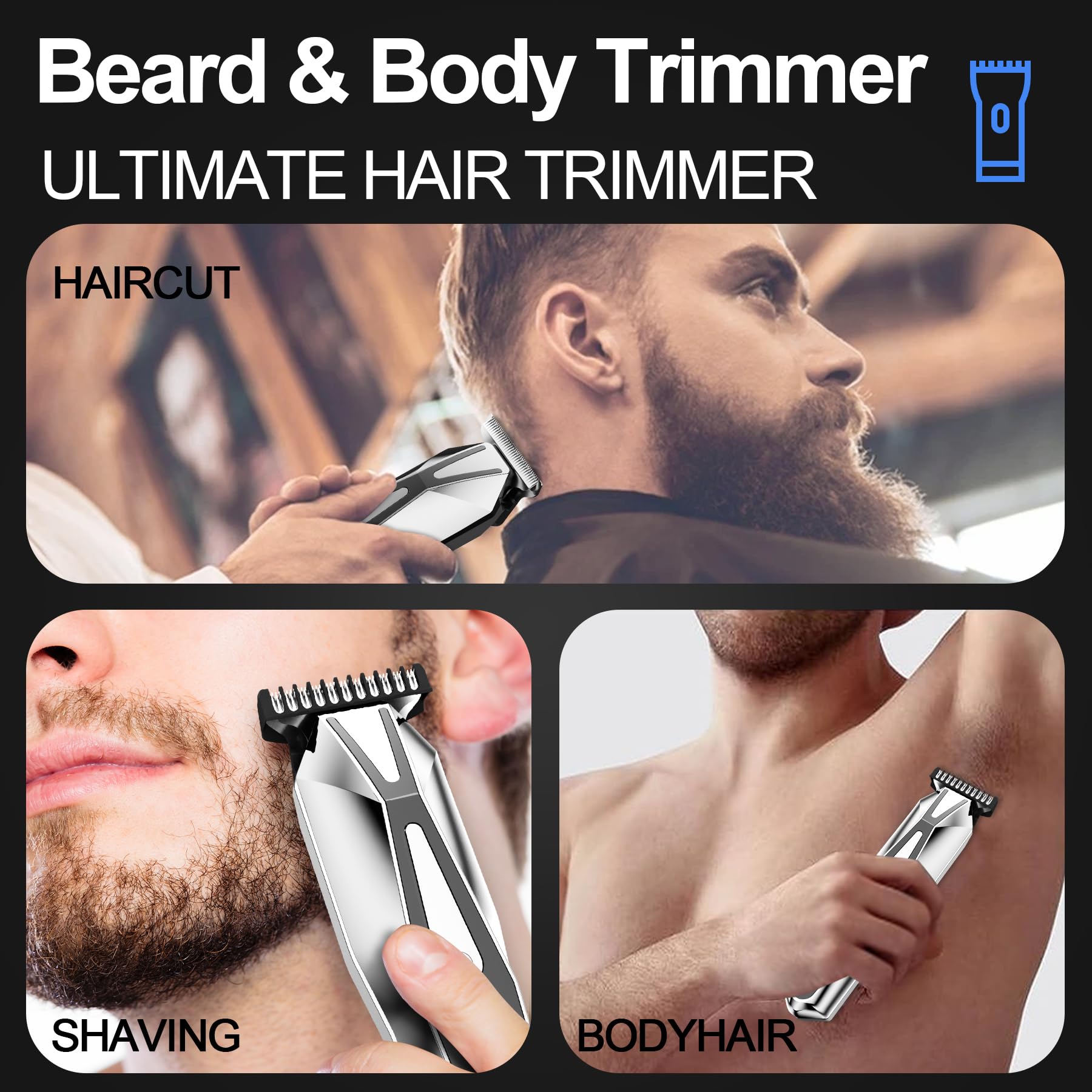 Professional Cordless USB Rechargeable Beard Trimmer for Men - Electric Hair Clipper & Body Groomer Kit with Precision Blades | Perfect for Home, Travel & Personal Grooming Needs